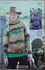 New Original Sirdar Indie Ladies Tops 32"-42" Knitting Pattern 9819
