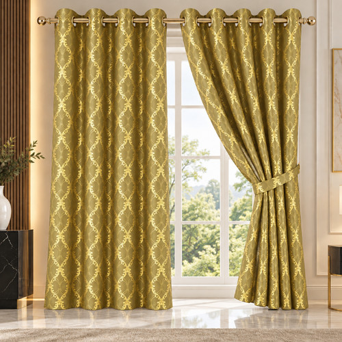 Metallic jacquard curtains - metallic,