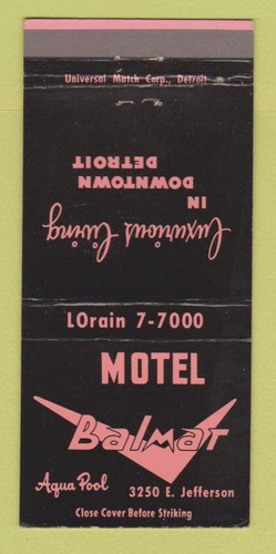 Matchbook cover motel balmar - cover,
