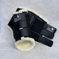 BLACK BRUSHING BOOTS FOR TENDON PROTECTION DRESSAGE TRAINING FLEECE cob full XL