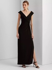 Ralph Lauren Leonidas Floor Length Column Womens Gown Dress Black - Size 12 A