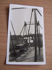 Children on Wooden Swing Bench Vintage Photo in Park June 1932