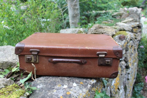 Vintage small brown - brown, suitcase