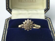 0.50ct Diamond Ring 9ct Gold Cluster Champagne / Cognac Diamonds Ring - Size S