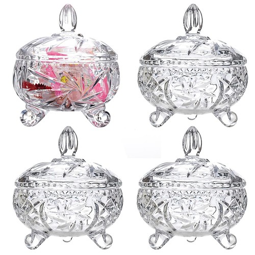 4glass candy jar with - candy, lid