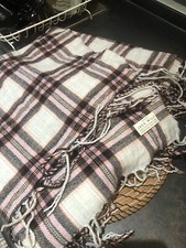 GENUINE JACK WILLS LARGE SCARF WRAP CHECK WOOL MIX SQUARE 55" GREY PINK