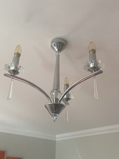 Silver Chrome Metal 3 Arm X2 Crystal Chandelier Ceiling Light And Wall Lights