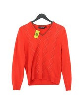 Glenmuir Women's Jumper S Red Wool with Polyamide V-Neck Pullover
