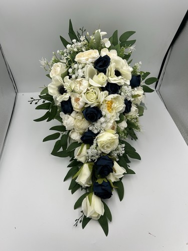 Navy and ivory teardrop - and,