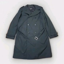 STRELLSON Mens Black Double Breasted Quilted Belt Trench Coat Jacket  EU 52 UK L