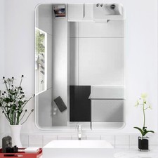 Large Plain Bevelled Bathroom Mirror Frameless Wall Mounted / Adhesive Mirrors