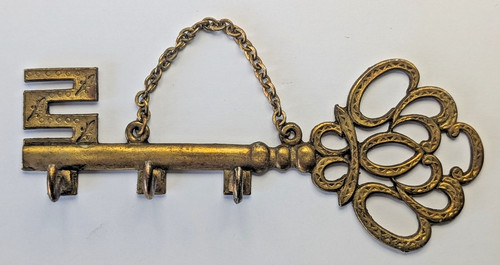 Vintage brass key holder - key,