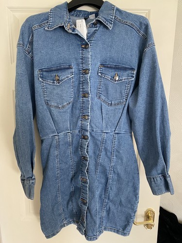 Blue denim shirt dress - blue,