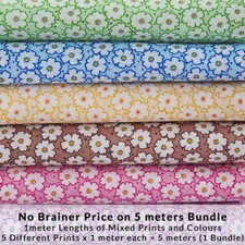 Floral Vintage Fabric Daisy Print Pattern Craft Material By The Yard or Bundle