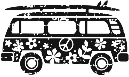 Surf board hippie bus - board,