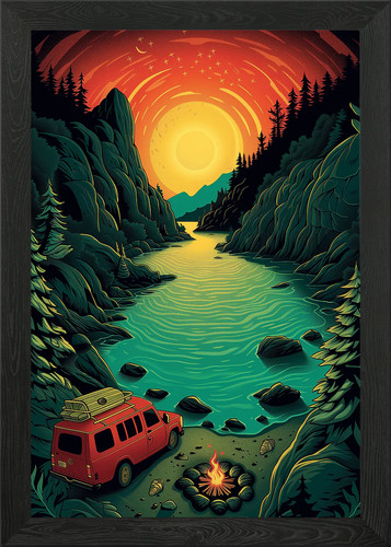 Camping van framed wall - van,
