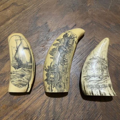 Scrimshaw resin replica whale - resin,