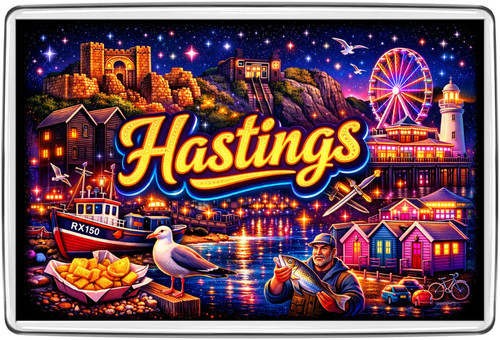 Hastings neon fridge magnet - hastings,