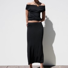 Zara  Navy blue midi skirt  and top  Co ord  Set