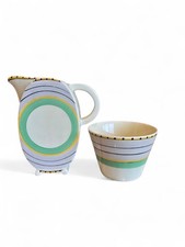 Clarice Cliff BANDED LARGE BONJOUR MILK JUG AND SUGAR BOWL C.1936
