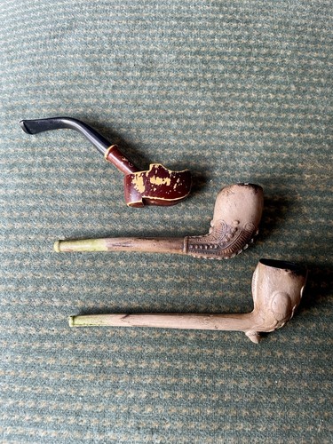 Antique clay pipes decorated - 2,