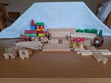 Wooden Rail Expansion Set, Lots of Track, a Train and Landscape Pieces