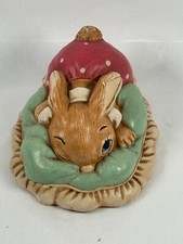 Pendelfin Dodger Collectible Rabbit Pink Pants in Bed Figurine