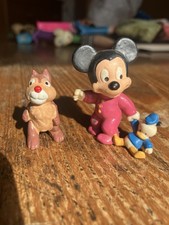 Vintage Disney Figures Baby Mickey Holding Donald Duck And Chip N Dale