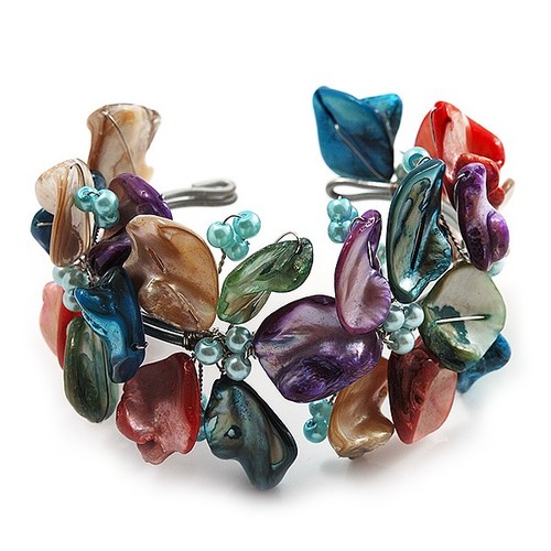 Multicoloured floral shell - shell, &