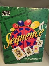 SEQUENCE Five in a Line Strategy board game Parker 1997 complete, box damage 