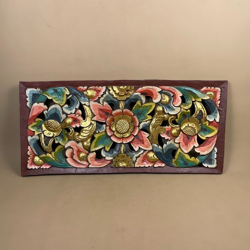 Carved wood wall panel floral - carved,
