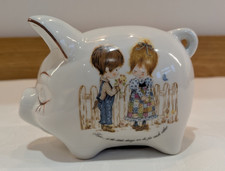 Petticoats And Pantaloons White Pig Money Box  Vintage 1970s