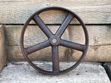 Vintage Large Industrial Cast Iron 12" Wheel Pulley Cart Flywheel Garden Display