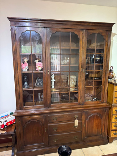 Brown wood glass display - brown,