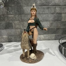 Vintage Warrior with Dog Ornament Resin Statue