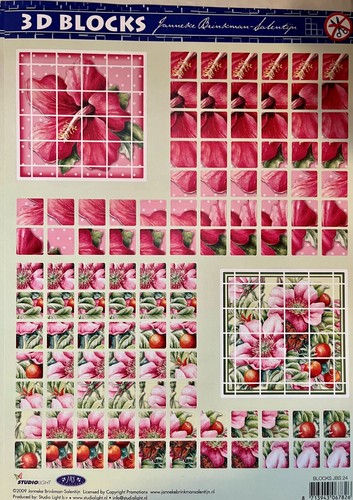 Decoupage blocks floral - 3d,