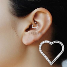 Cute Silver Heart Pave Zircon