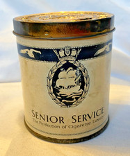 VINTAGE SENIOR SERVICE 50 CIGARETTE DRUM TIN [EMPTY] JA PATTREIOUEX NOT SCRAP