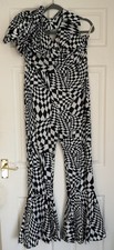 Fun Factory Adult Fancy Dress 1960's /70's Jumpsuit  & Hat Ex Shop Stock 