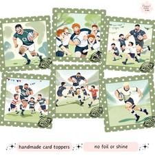 6 Playing Rugby Card Making Tag Toppers Father's Day Birthday Crafting For Him