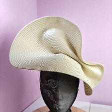 cream large straw fascinator