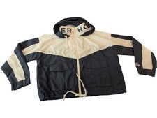 Hollister Hooded Jacket Black White Colourblock Logo Full Zip - Size M