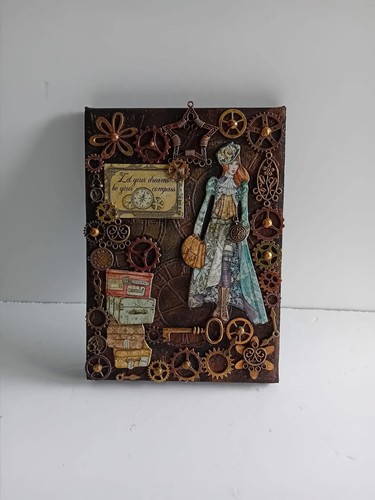 Steampunk mixed media canvas - steampunk,