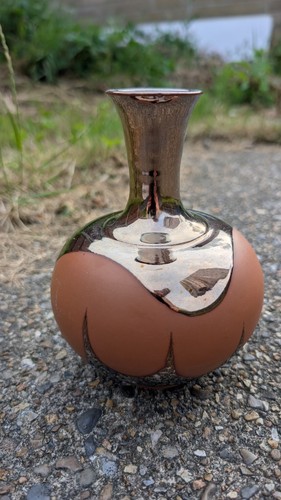 Vtg terracotta pottery vase - vtg,