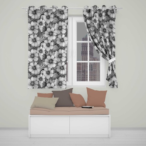 Blackout eyelet curtains black - eyelet,