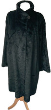 House Of Fraser vintage Black Jolipel Faux Lambs astrakhan coat size UK 14 vgc