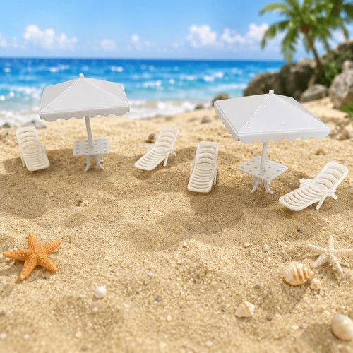 Sun loungers with - , tables