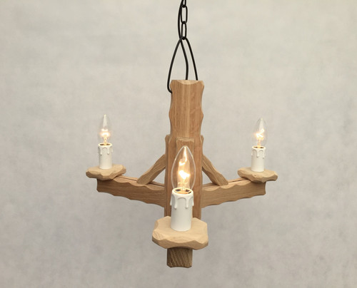 Hand made wooden oak - made, 3-light