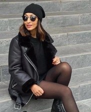 ZARA BLACK DOUBLE-FACED BIKER