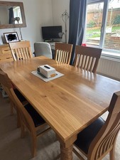 Solid Oak Dining Table with 8